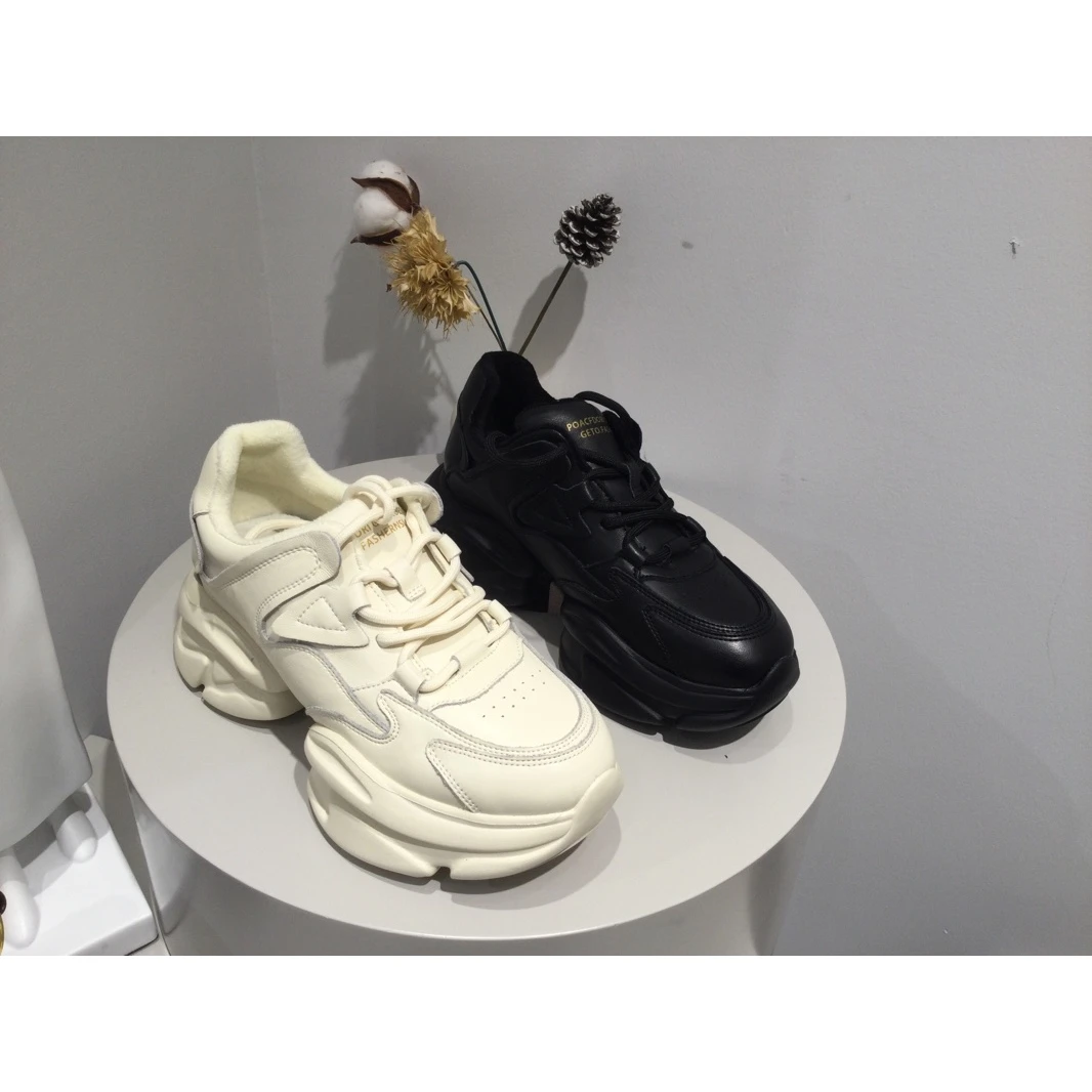 【唯品专属】1161-5CCR真皮老爹鞋女ins潮百搭厚底松糕休闲运动鞋