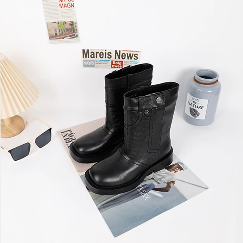 【唯品专属】7122-5秋冬季女平底短靴潮复古英伦风