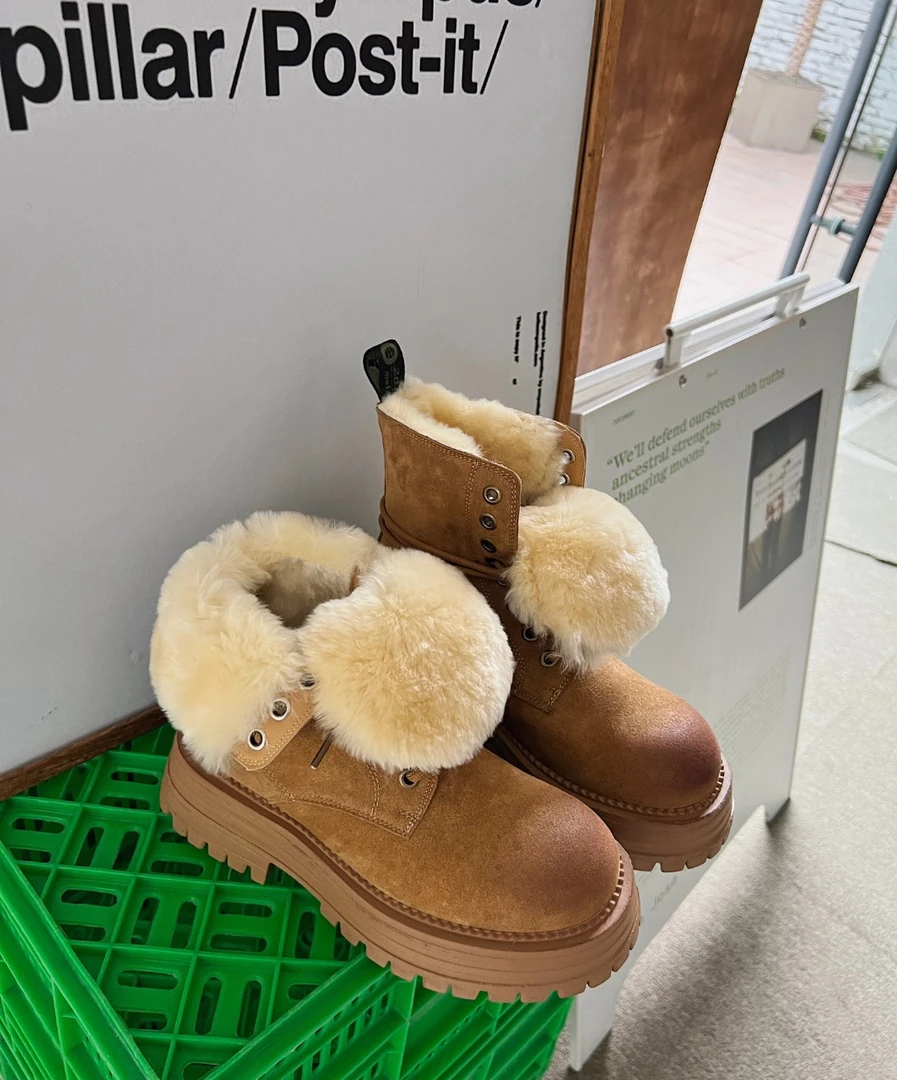 【唯品专属2】787-302R冬季厚底加绒加厚保暖马丁靴中筒雪地靴