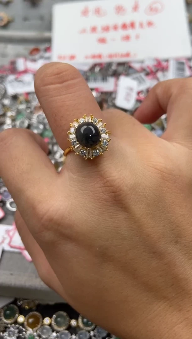 【闪购商品】翡翠戒指银S925镶嵌555555 --6