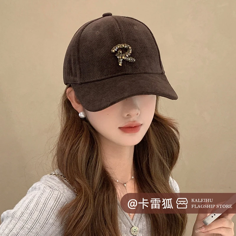 原创咖啡深顶大头围美式棒球帽女显脸小宽弯檐2023新款鸭舌帽子男