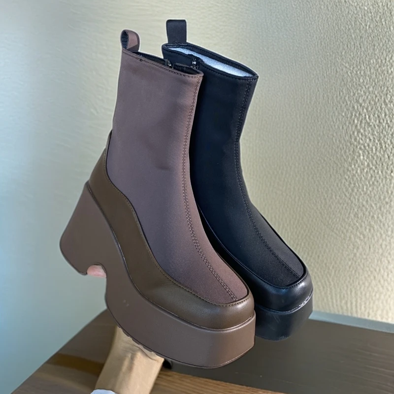 9A93 高跟瘦瘦靴女靴子小个子增高厚底时装靴潮