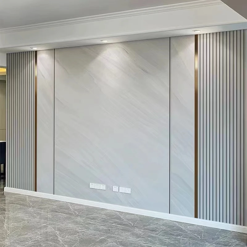 轻奢竹木纤维电视背景墙集成墙板客厅沙发卧室碳晶板室内装饰墙板