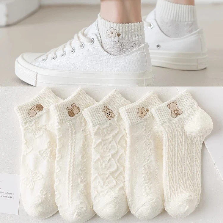 【宠粉专属】10双装白色女士短袜夏季薄款ins潮短筒可爱日系船袜c