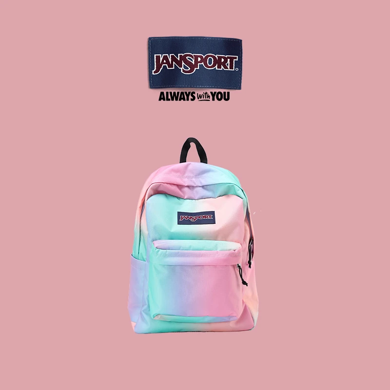 Jansport户外休闲双肩包渐变韩版大容量校园女时尚背包学生书包