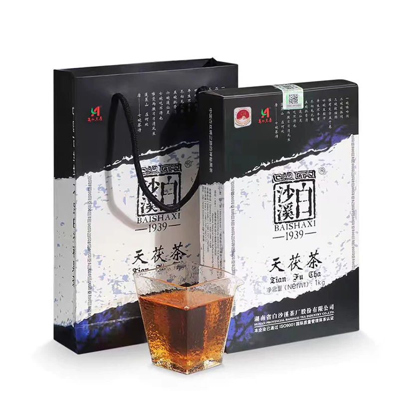 黑茶湖南安化正品白沙溪金花茯砖茶天尖茶正宗茯茶手筑 天茯茶1kg