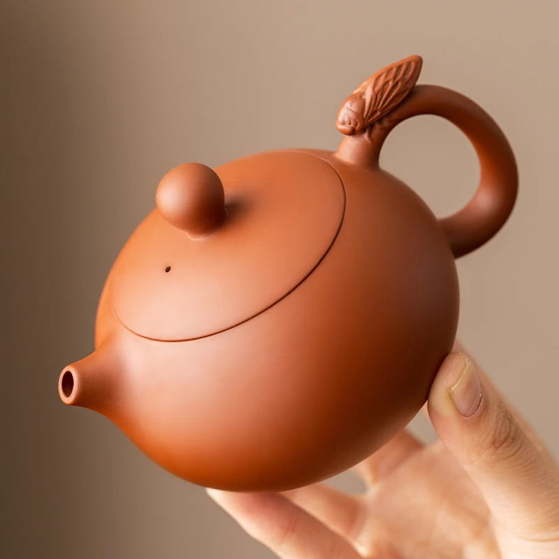 凤鸣壶朱泥紫砂泡茶壶一鸣惊人家用大红袍西施壶半工手红泥紫砂壶