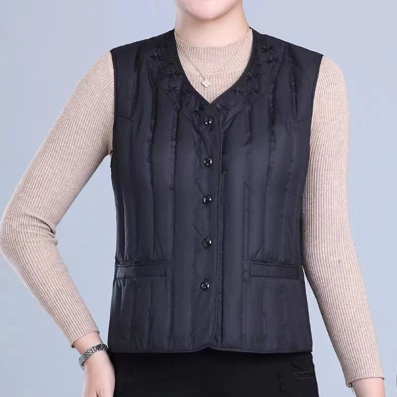 新款秋冬季中老年羽绒服马甲女大码保暖轻薄内胆坎肩奶奶背