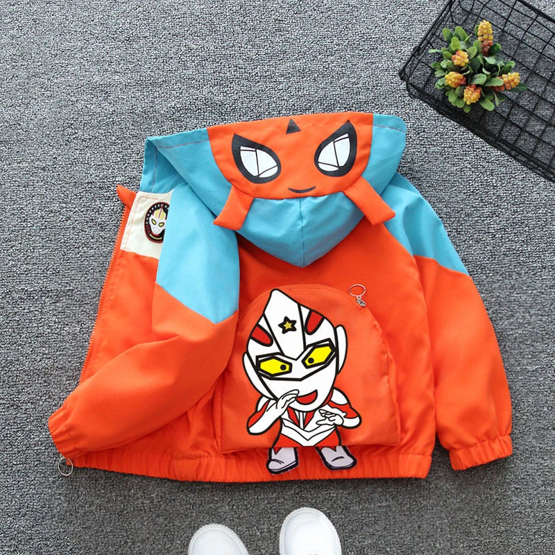 男童外套春秋薄款连帽动漫上衣男孩2023新款儿童奥特曼夹克衫D81