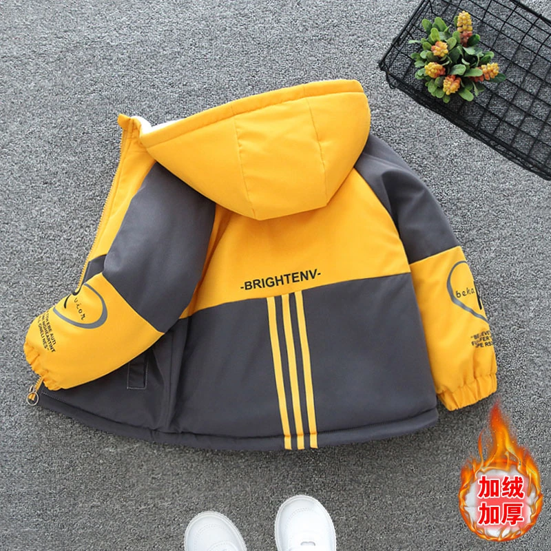 韩范女童冬装棉服派克服加绒加厚棉袄外套2023新款中大童男童连帽