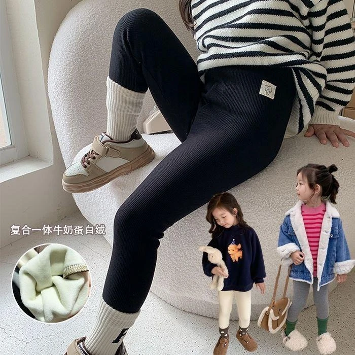 女童高弹加绒打底裤冬装儿童百搭加厚保暖紧身裤宝宝洋气休闲D16