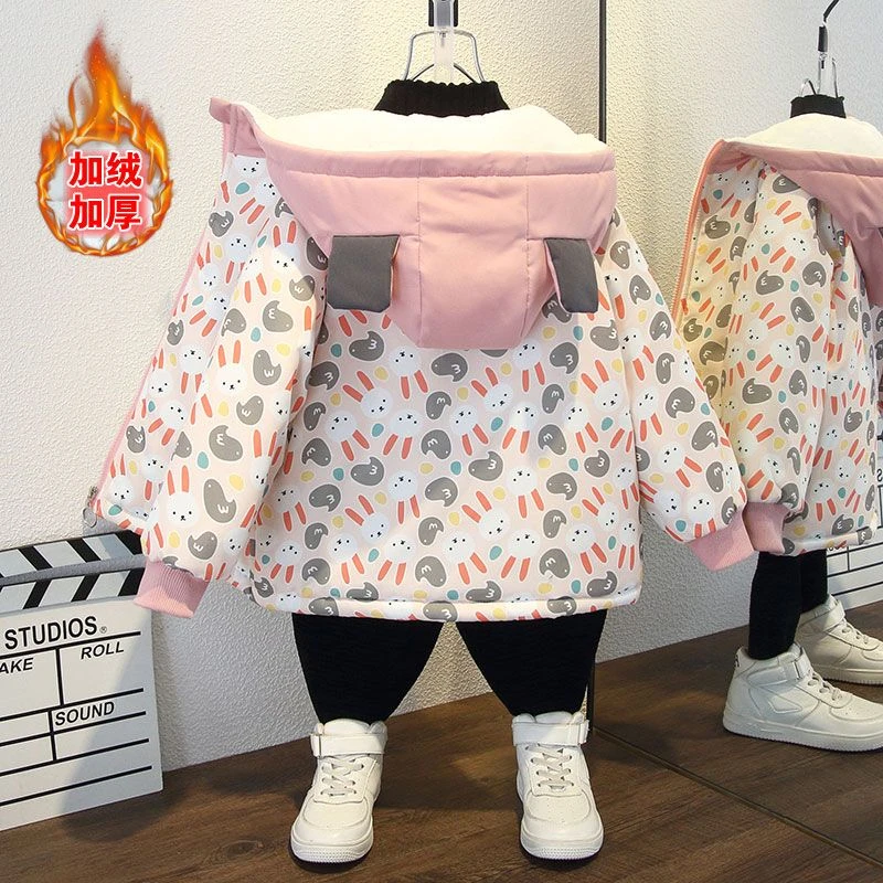 冬装加绒派克服2023新款女孩棉服加厚保暖外套帅气大衣棉袄潮D81