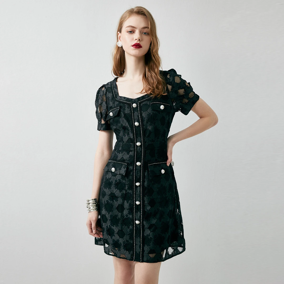 【品牌福利】EVA OUXIU/伊华欧秀小香风连衣裙E32AQ0334