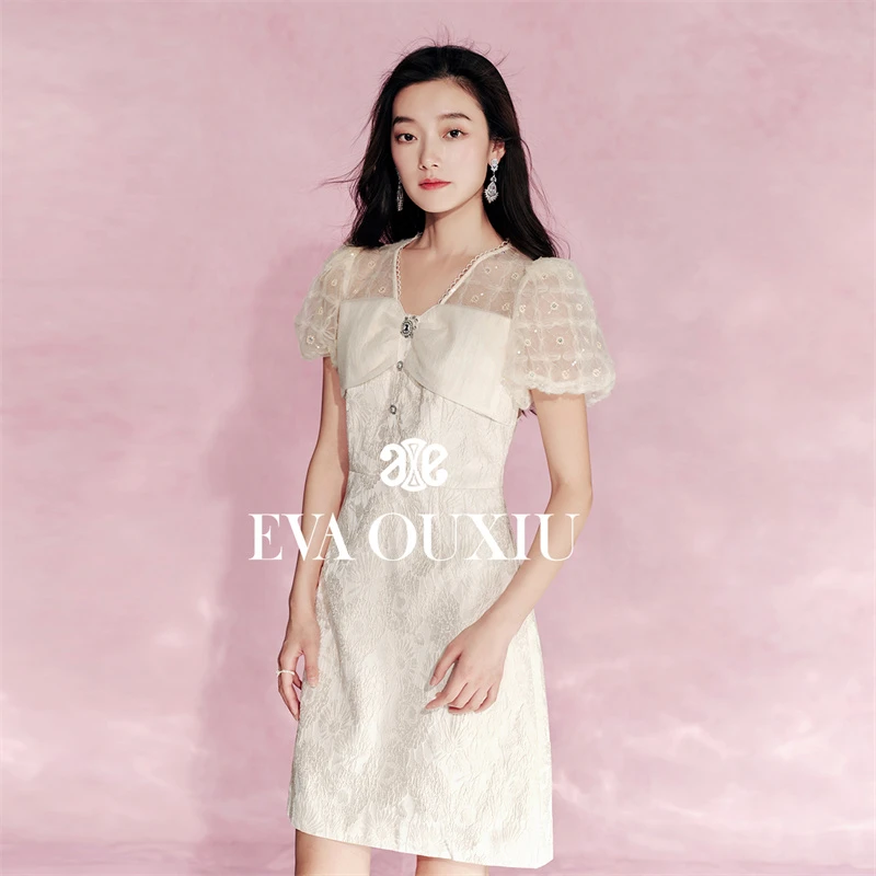 【达人专属】EVA OUXIU/伊华欧秀方领连衣裙430AQ3361