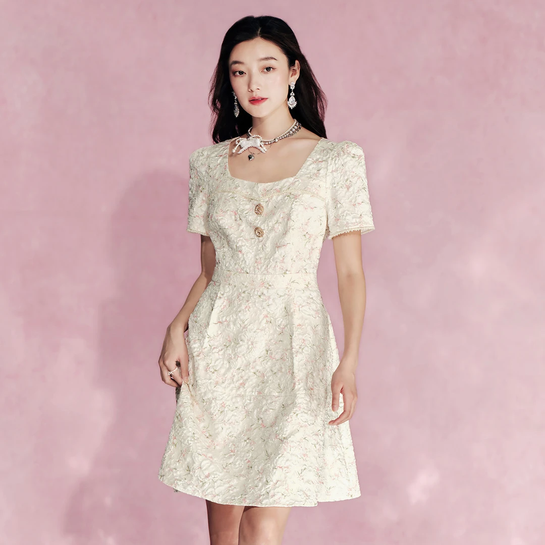 【媛媛女王专享】EVA OUXIU/伊华欧秀千金风连衣裙42KAQ4883