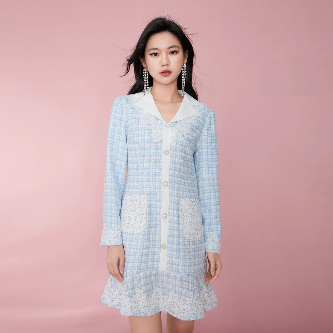 【高高甄选】EVA OUXIU/伊华欧秀小香风连衣裙43KAQ5191