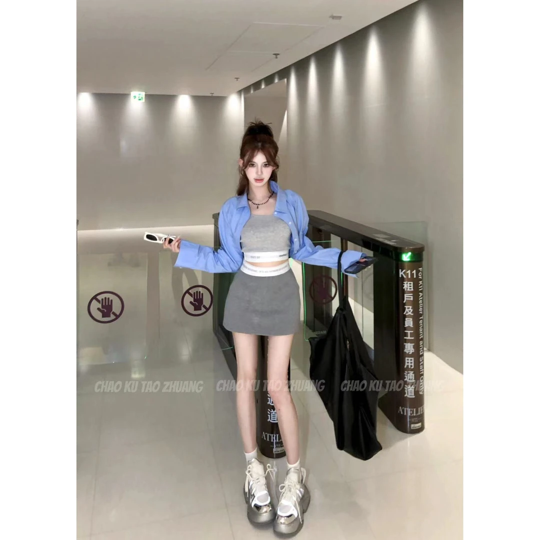 彤彤【松弛感短裙】简约气质灰色运动休闲短裙LWJ24A1TZ057