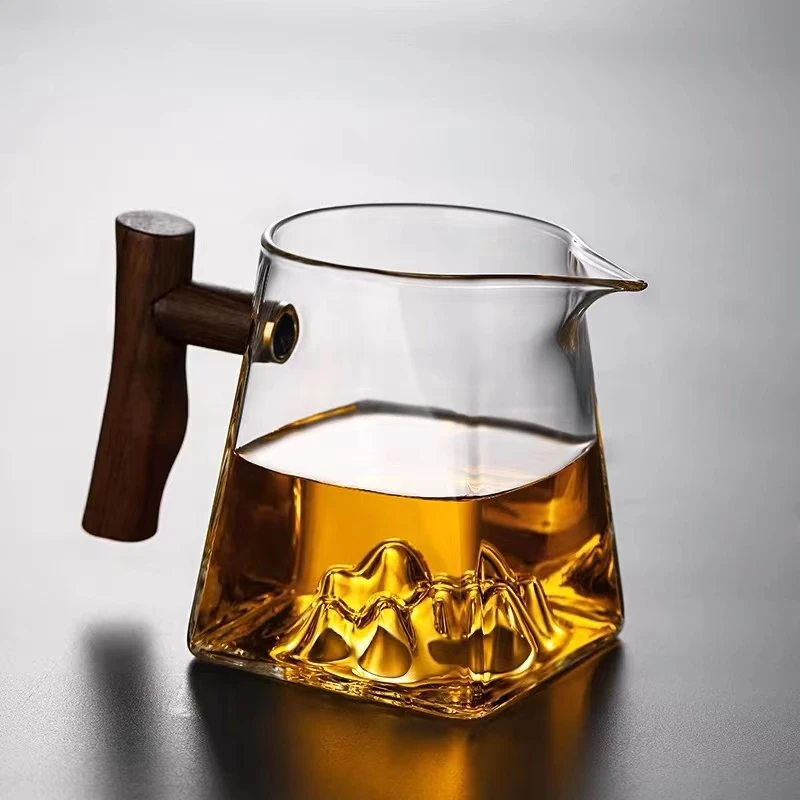 加厚观山公道杯茶海木把手大容量家用分茶器茶漏套装耐热