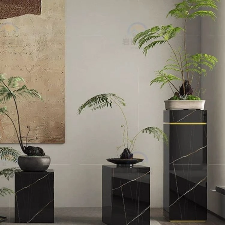 岩板花架家用客厅网红落地餐厅玄关摆件置物架酒店门厅样品展示架