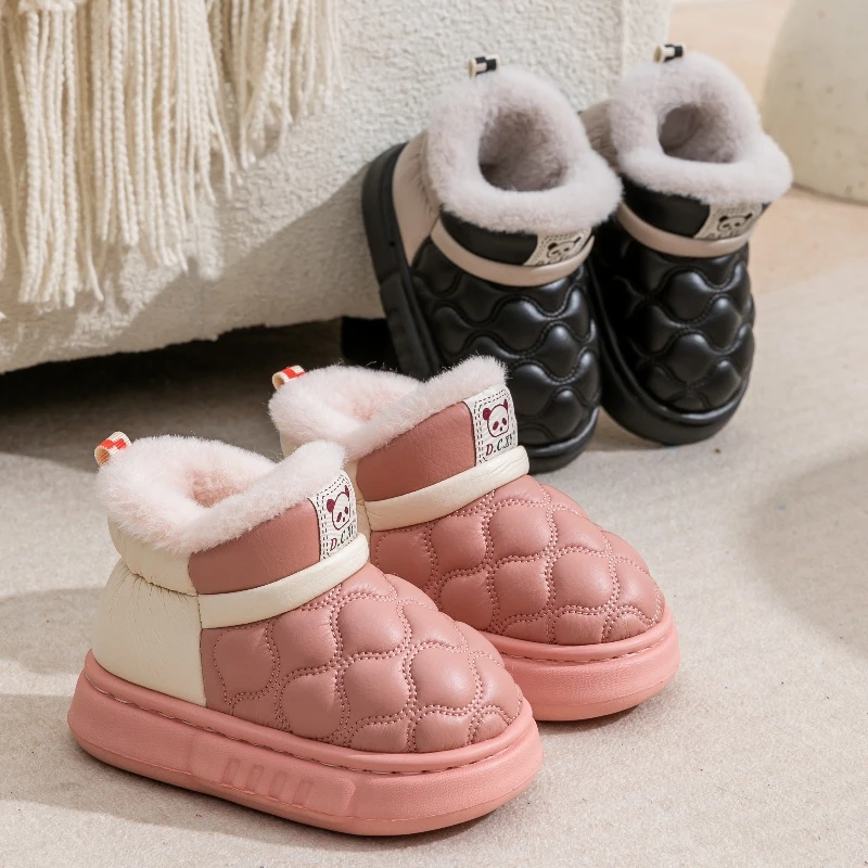 儿童雪地靴秋冬新款可爱卡通保暖棉鞋男女儿童亲子成人家居棉鞋