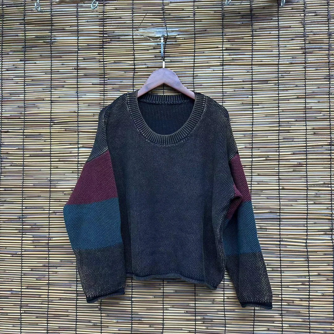 HY     袖子拼色毛衣