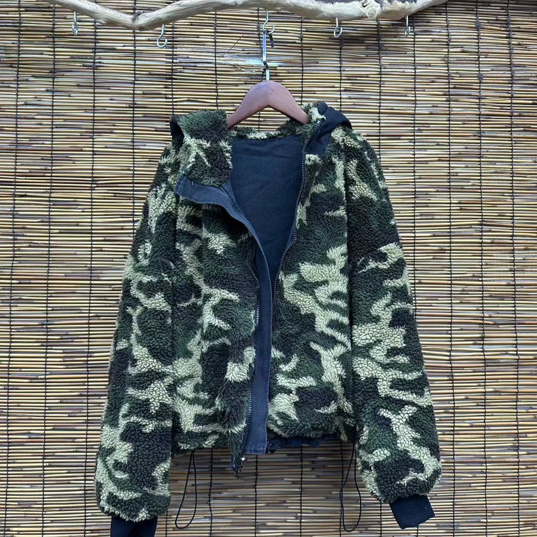 HY     迷彩毛毛连帽外套