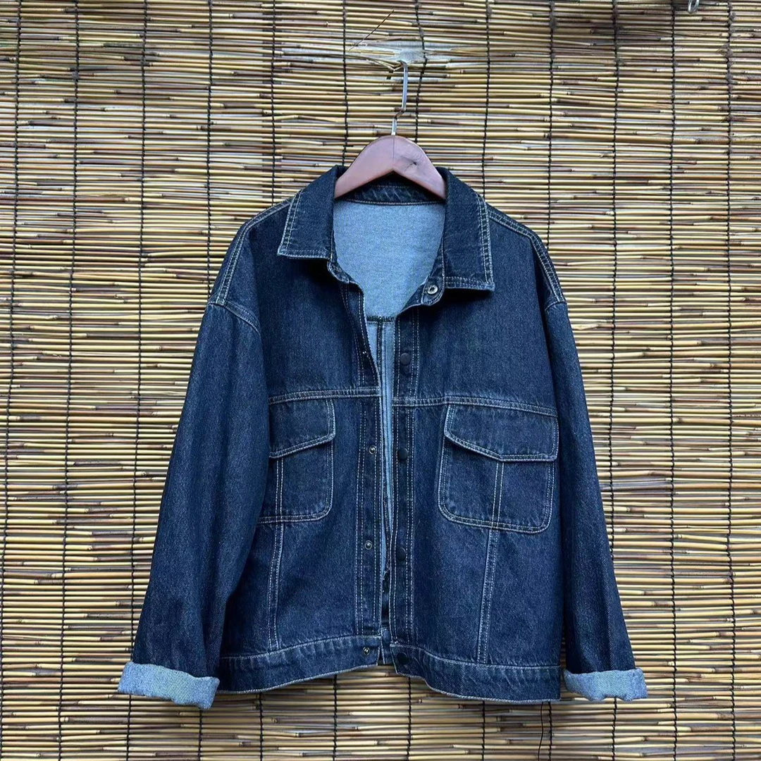 HY     398翻领翻边口袋牛仔外套