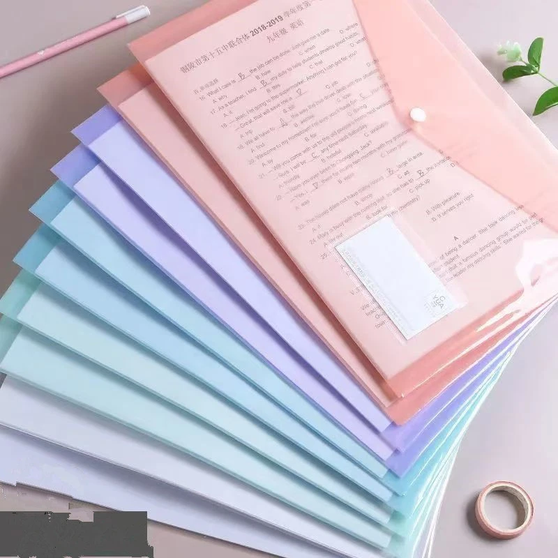 简约文件袋透明塑料a4加厚大容量按扣试卷收纳袋学生档案资料袋