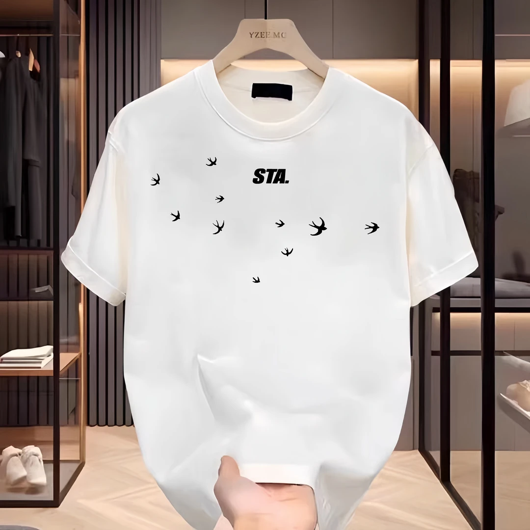 STA.MEDM国潮联名新款和平白鸽短袖上衣夏季男款潮流美式休闲T恤