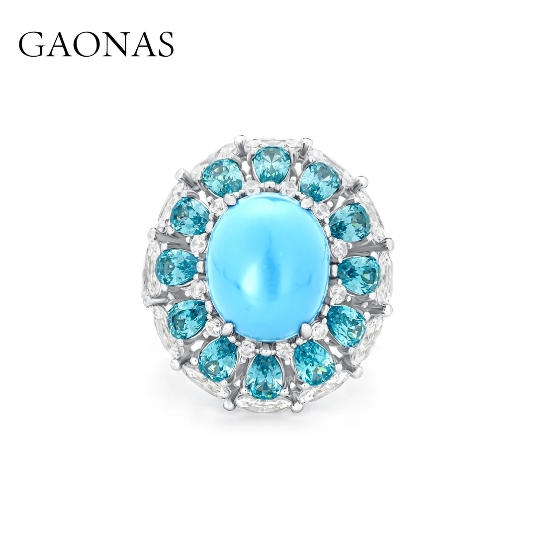 GAONAS 925银合成锆石戒指 壕镶苍松翠柏戒指 BJ041933