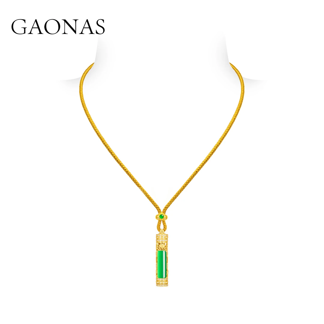 GAONAS 项链  笙箫和鸣 国风设计金色项链10697XGO