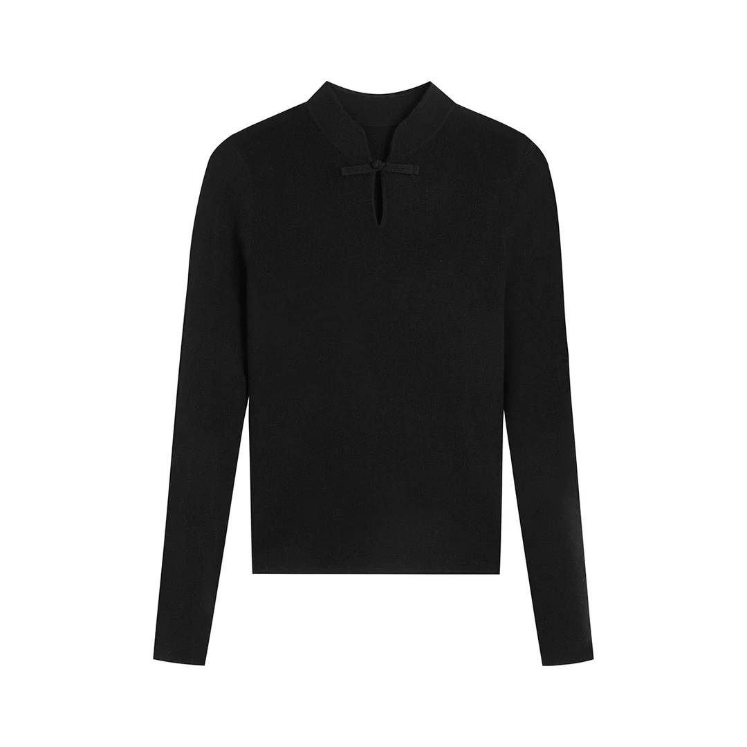 新中式盘扣毛衣长袖针织秋冬打底上衣女DY10302