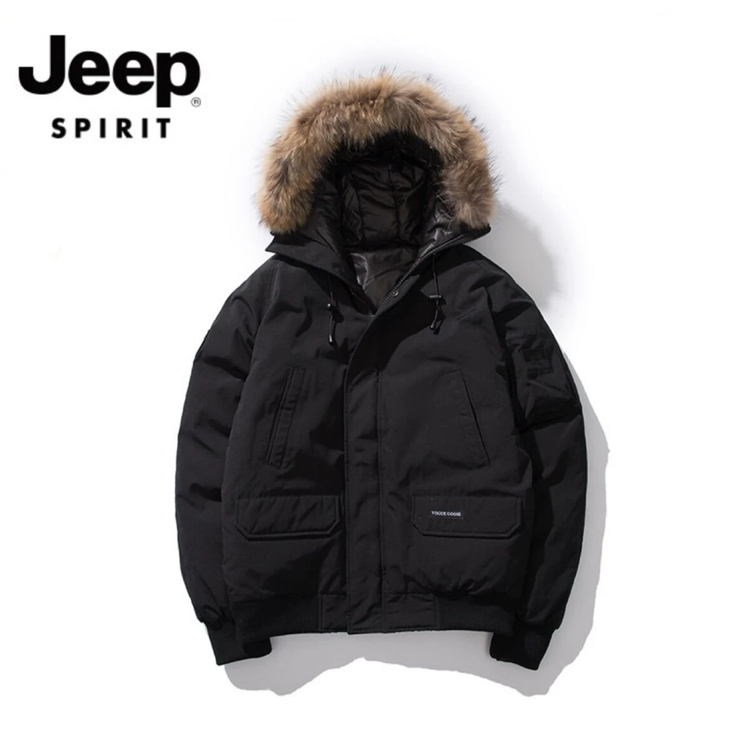 JEEPSPIRIT吉普羽绒外套男士户外保暖冬季时尚休闲夹克加厚连帽