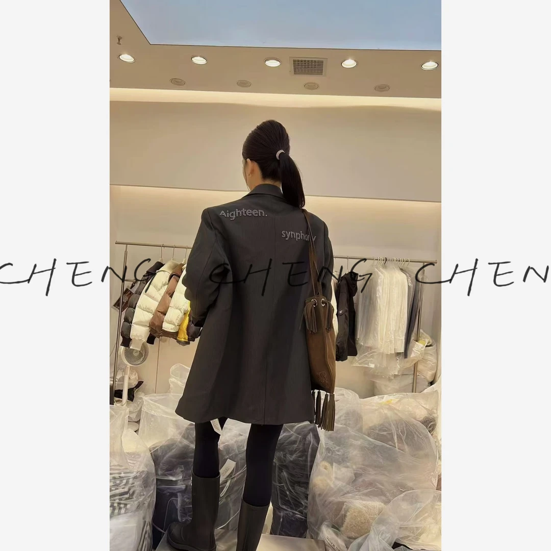 【CB-J档口】西装外套女冬季韩版气质袖口撞色羽绒内胆时尚外套8612