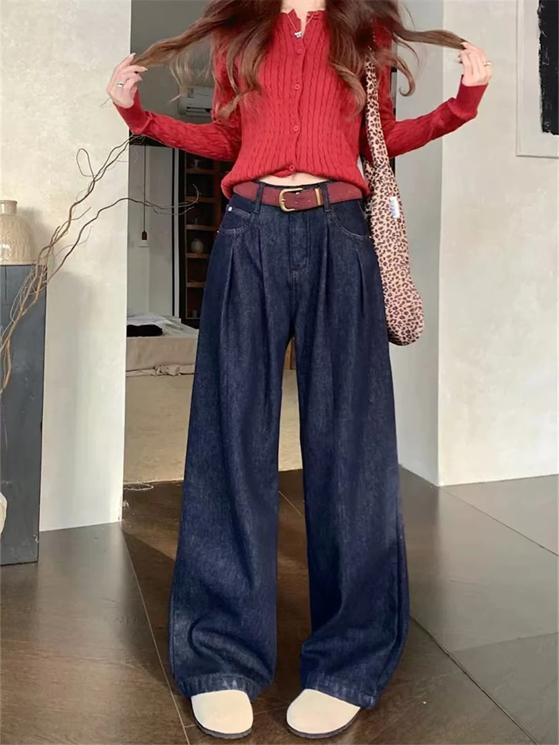 59062 红腰带加绒加厚阔腿牛仔裤 60173