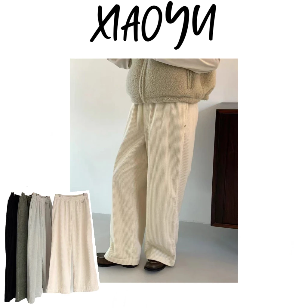 24517【蛋灯芯绒直筒裤】S韩单eg灯芯绒松紧腰直筒休闲裤显瘦洋气