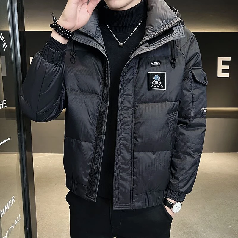 潮牌男士外套男秋冬款男装时尚休闲百搭潮流帅气连帽男款羽绒服男