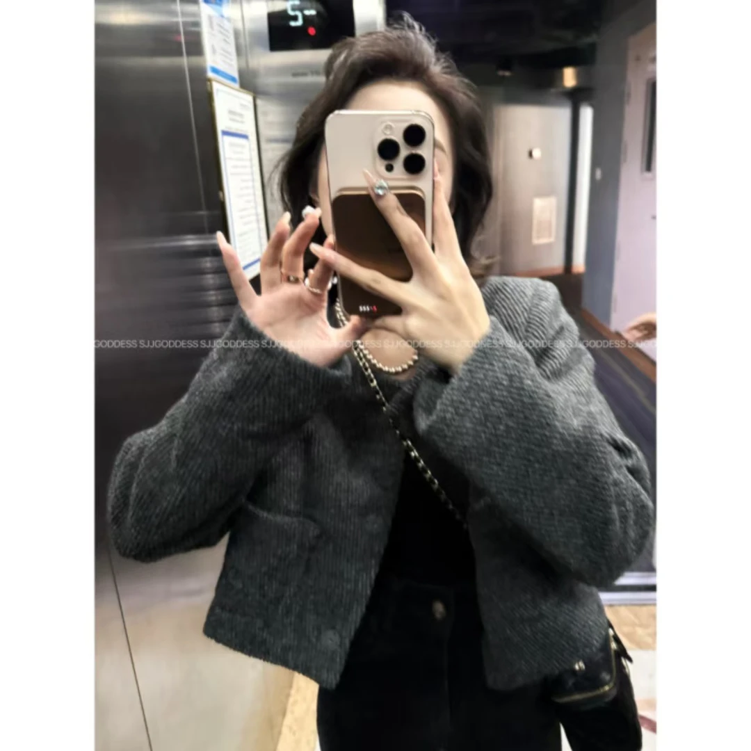 【娇娇私服订制】秋冬新款气质休闲短款加棉毛呢外套11091#