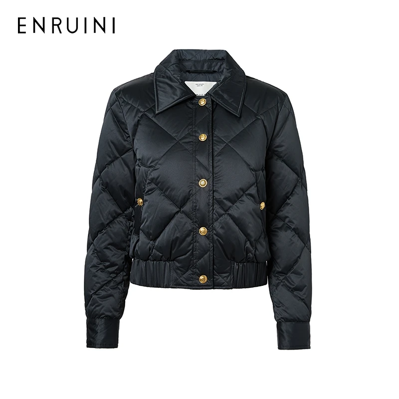 恩瑞妮羽绒服小香风短款百搭女士秋冬经典翻领显瘦外套ERDYOB626