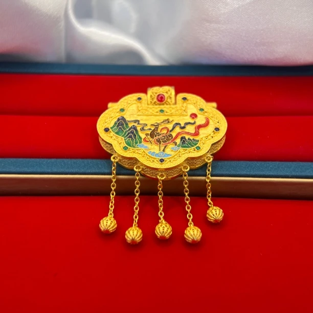 吊坠足银珐琅 P2020一鹿平安珐琅天子门生吊坠 无绳