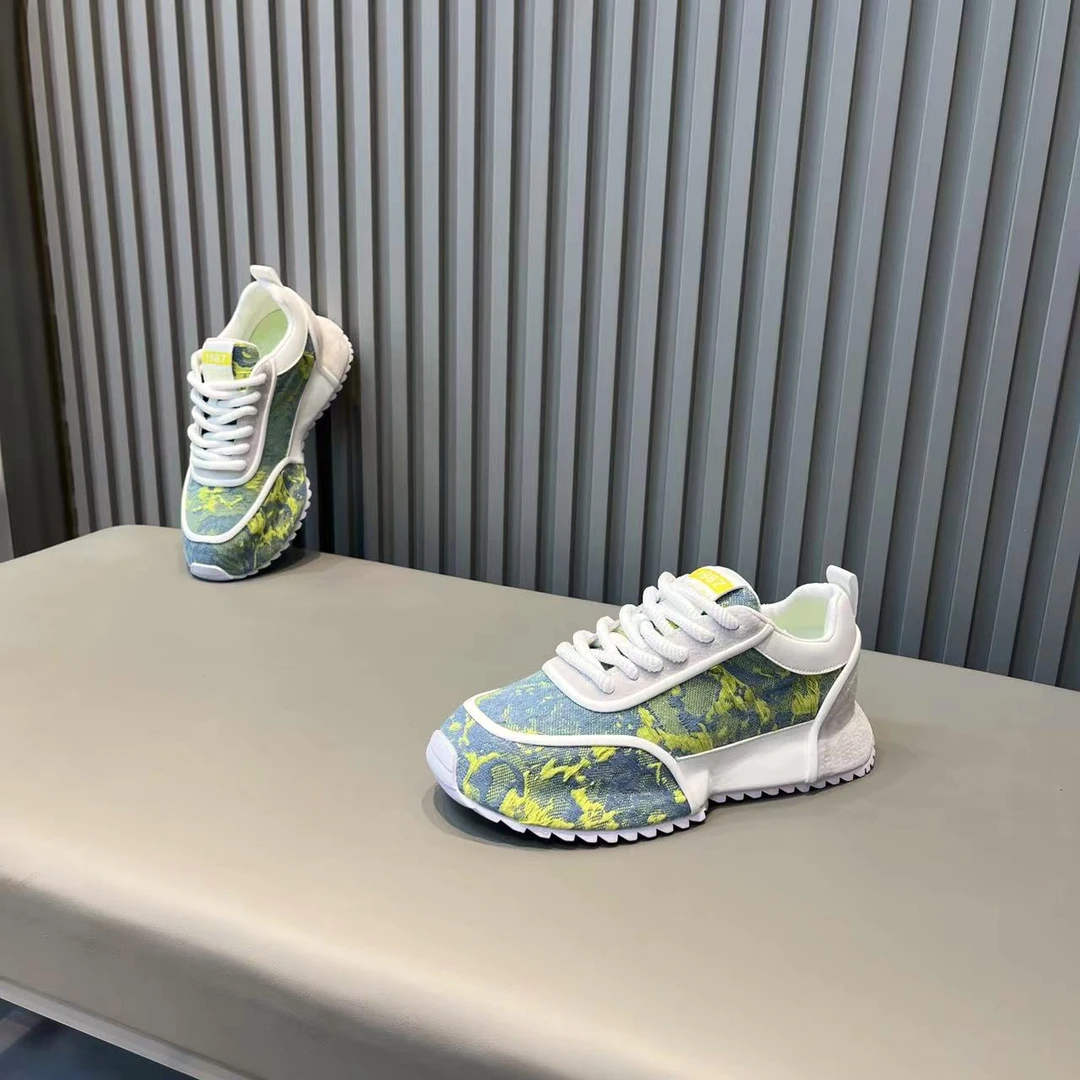 2024秋季新款男士时尚做旧毛边暗花厚底潮鞋增高百搭舒适低帮鞋