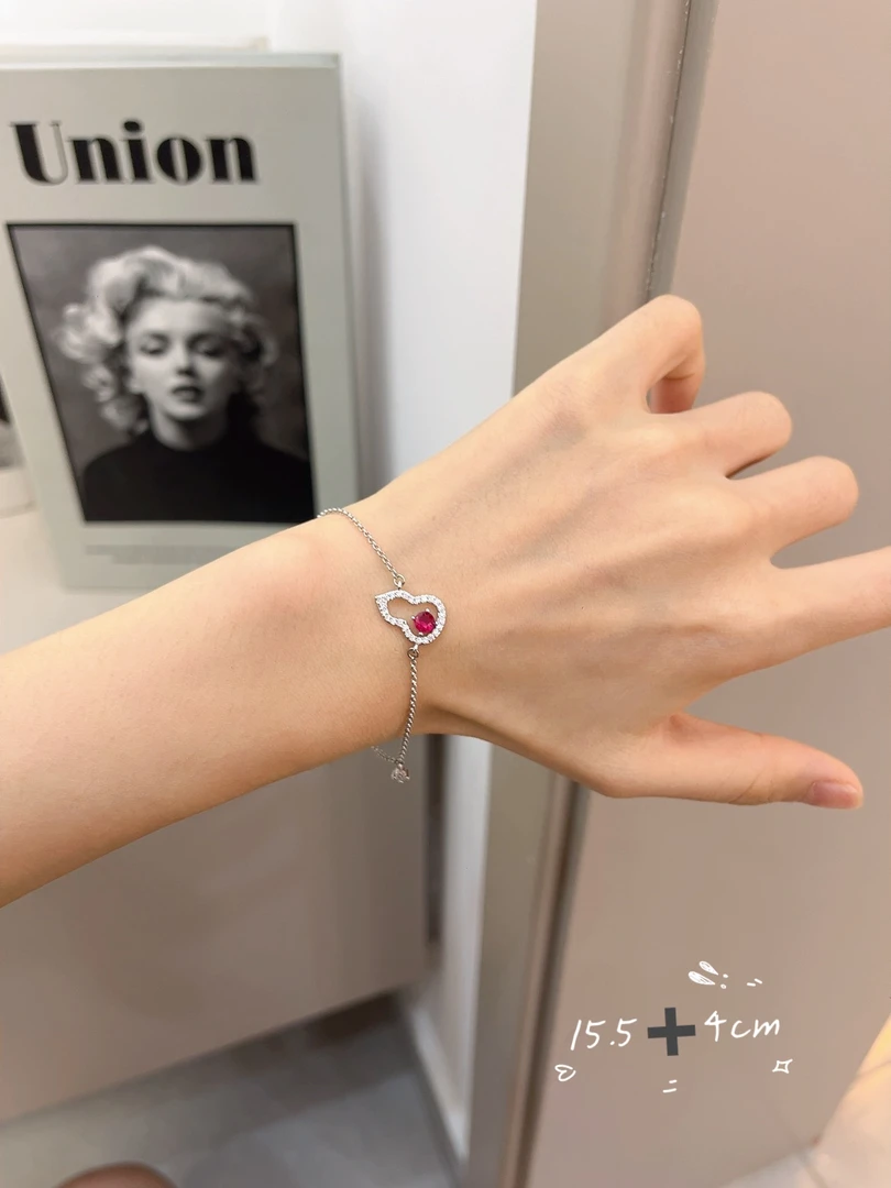 铜合金手链 hulu百搭精致显白玫红色手链15.5+4cm