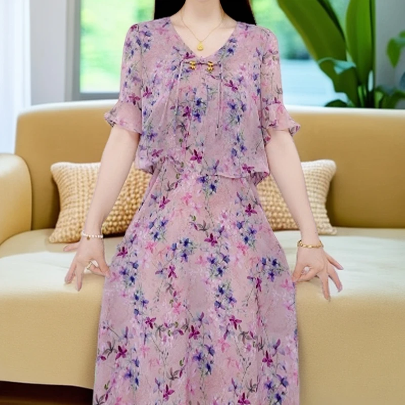 夏季新款女装 新中式国风流苏盘扣 洋气减龄连衣裙