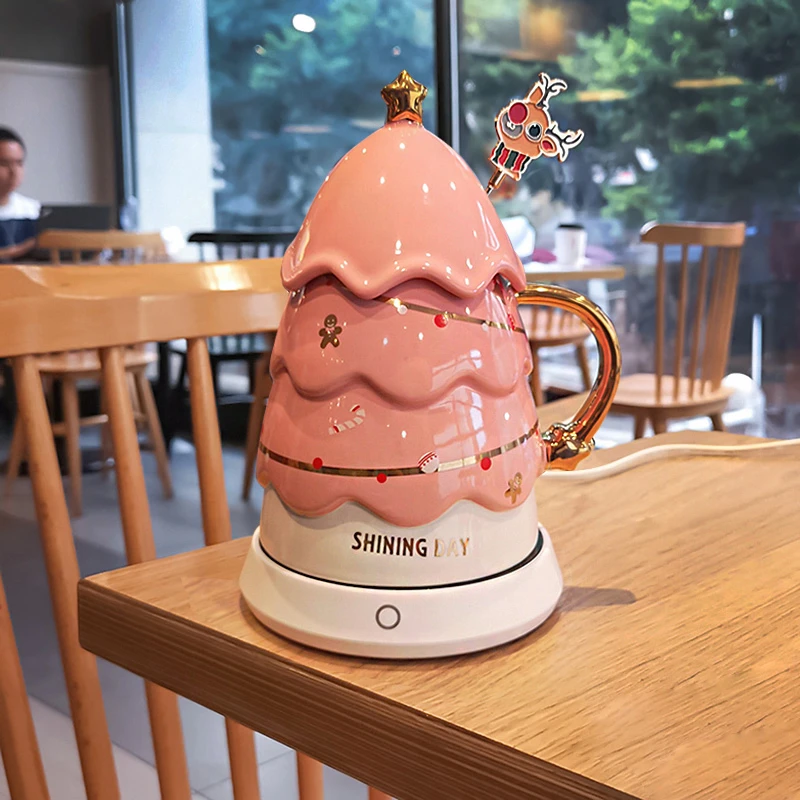 圣诞节礼物圣诞马克杯高颜值情侣杯办公室女家用水杯带盖创意礼品