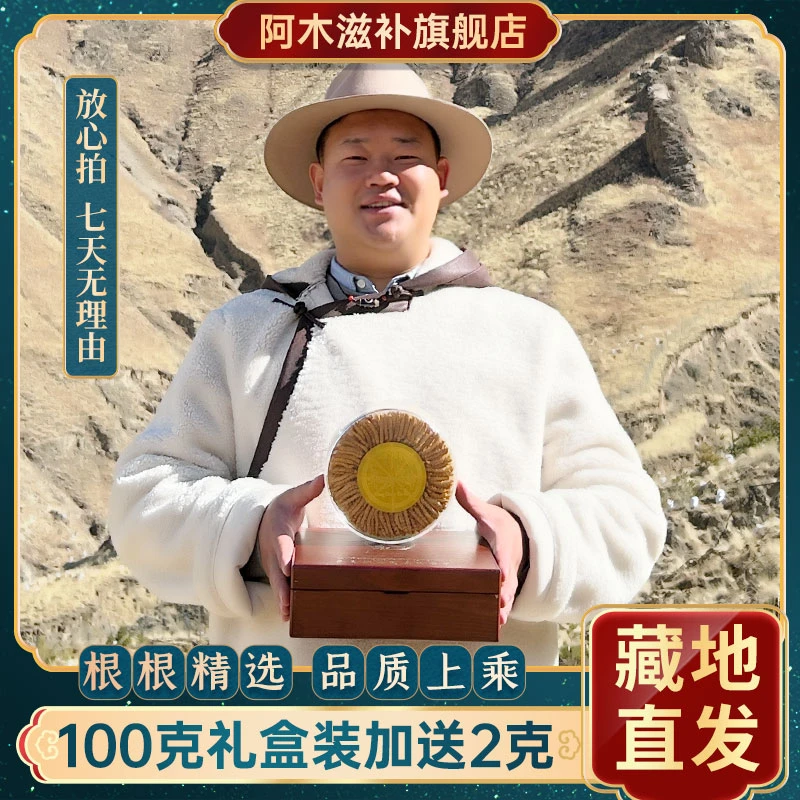 西藏天然冬虫夏草400根4根/克精选品质加送2克精美礼盒高海拔滋补