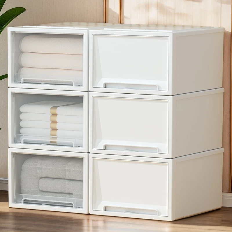 收纳箱抽屉式收纳盒塑料透明衣物储物柜家用衣服内衣整理收纳柜子