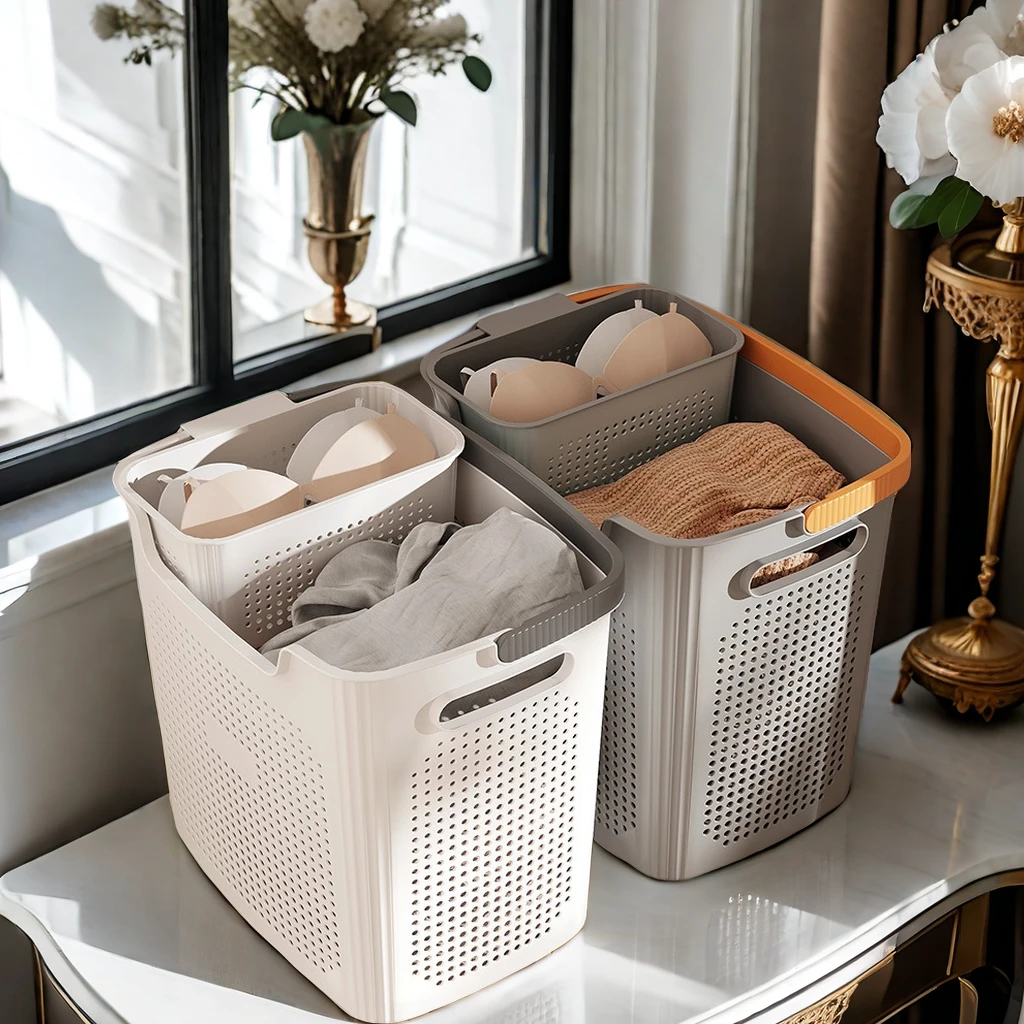 智纳生活【2件套】高品质家用收纳筐浴室脏衣篮收纳篮零食玩具收纳