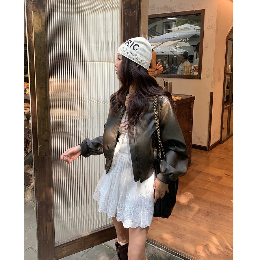 2025春秋韩版新款设计感机车短款美式皮夹克时尚休闲皮衣女外套