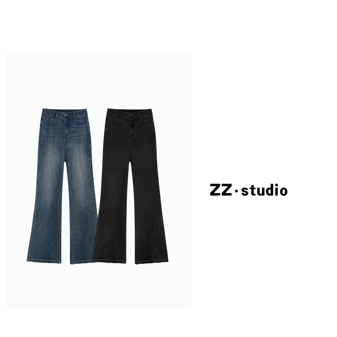 一口苏达 梨形微喇 秋季微胖显瘦显腿细梨形身材微喇牛仔裤百搭