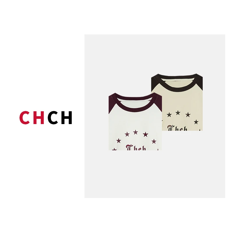 JY3TXD113364秋冬新款印花星星字母时尚男女同款百搭打底长袖T恤